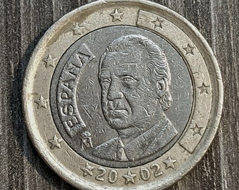 Zeldzame munt, 1 euromunt 2002 Spanje, 2002 Spanje 1 euro, 1 euromunt, Spanje 2002, 1 euromunt