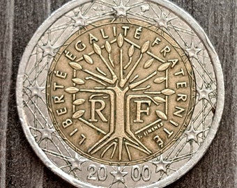 Zeldzame munt, 2 euromunt 2000 Frankrijk, 2000 Frankrijk 2 euro, 2 euromunt, Frankrijk 2000, 2 euromunt