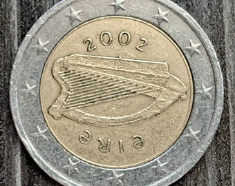 Zeldzame munt, 2 euromunt 2002 Ierland, 2002 Ierland 2 euro, 2 euromunt, Ierland 2002, 2 euromunt