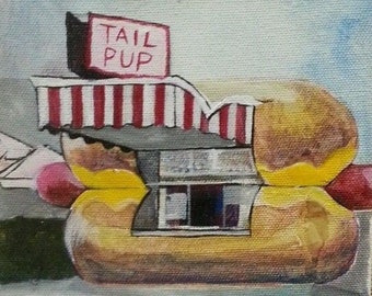 Tail o' the pup original hot dog stand painting.