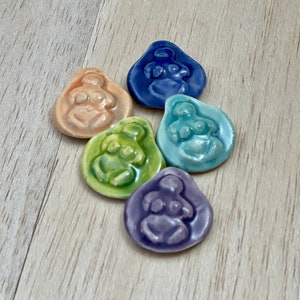 5 Handmade Goddess Ceramic Beads - Pinch top Clay Venus Beads - Rainbow Earth Mother Charms - Stoneware Goddess Figures