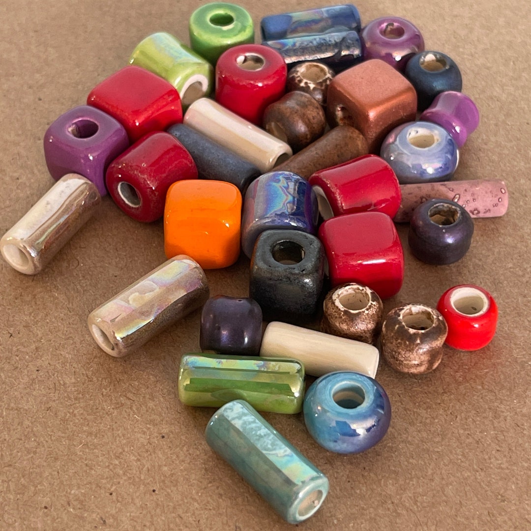34 Assorted Vintage Ceramic Beads Boho Mid Century Clay Etsy