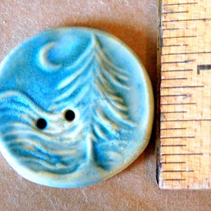 6 Handmade Ceramic Buttons Moon over Cedars Buttons in Sky Blue Stoneware image 2