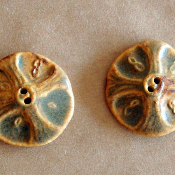 2 Handmade porcelain Buttons- Celtic Cross