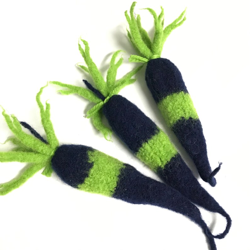 Kitty Karrots W Katnip Seahawk Colors Feltedwool Carrot Stuffed With