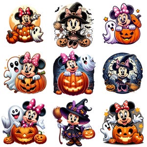 Minnie Halloween cliparts bundle, Halloween Pumpkin Cute Clipart, Halloween png cut files for Cricut, Halloween png, Spooky Vibes Png