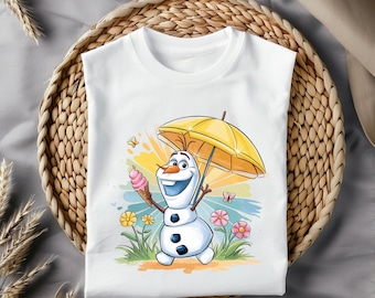 Frozen Summer Olaf Watercolor PNG – Cute Snowman Digital Art for Sublimation & DIY Crafts – Instant Download