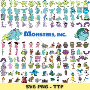Monsters Clipart, Monsters Fonts (TTF) Monsters SVG, Instant Download, Monsters SVG Sully Mike Monsters, Printable Decor, Birthday Templates