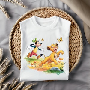 Mickey und Simba PNG, Verspielte Cartoon Freunde Clipart, Lion Cub und Maus Digital Art, Charaktere Sublimation Design, Instant Download