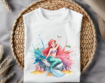 Ariel PNG - Kleine Meerjungfrau Digitale Datei für Sublimation, T-Shirts, Tassen, Wandkunst, Aufkleber - Hochwertiger druckbarer Design digitaler Download