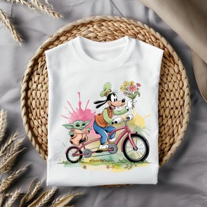 Goofy en Baby Yoda PNG - schattig stripfiguur voor sublimatie, T-shirts, mokken, kunst aan de muur, stickers - digitale download van hoge kwaliteit