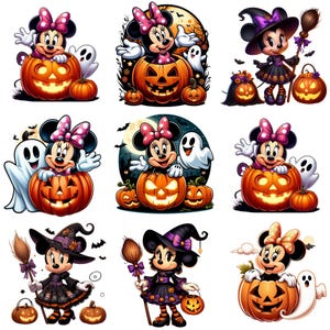 Minnie Halloween cliparts bundle, Halloween Pumpkin Cute Clipart, Halloween png cut files for Cricut, Halloween png, Spooky Vibes Png