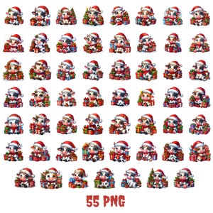 55 kersthooglandkoeien in emmer clipart, schattige koe png, schattige kerstkoeien, grappige hooglandkoe, hooglandkoe, knutselen en sublimatie