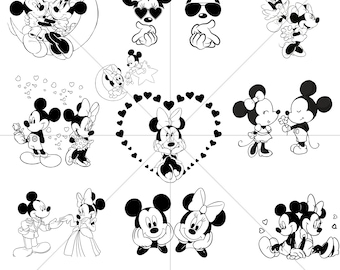 Mickey Mouse SVG Bundle, Svg Files For Cricut, Mouse SVG, Mickey Valentine Bundle, Mickey and Minnie Love Clipart, Minie Mickey Svg