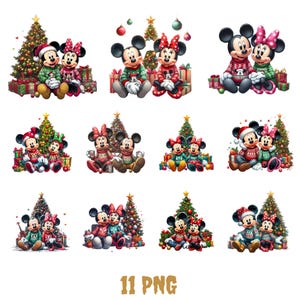 Mickey and Minnie Mouse Christmas Png, Mouse Head Christmas Bundle, Bundle Merry Christmas Png, Christmas Muose Png,Christmas Minnie Clipart