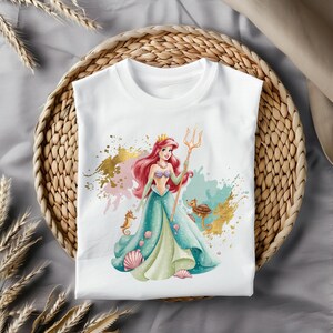 Elegant Princess PNG, Little Mermaid Clipart, Ariel Digital Download, Underwater Princess Art, High Quality PNG for Sublimation