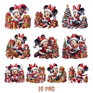 Mickey and Minnie Mouse Christmas Png, Mouse Head Christmas Bundle, Bundle Merry Christmas Png, Christmas Muose Png,Christmas Minnie Clipart