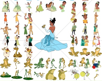 Prinses en de kikker PNG bundel clipart, prinses Tiana PNG, prinses png, Tiana PNG bundel, Tiana clipart, Tiana svg bundel, familie-uitje svg