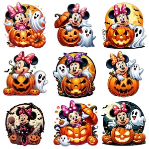 Minnie Halloween cliparts bundle, Halloween Pumpkin Cute Clipart, Halloween png cut files for Cricut, Halloween png, Spooky Vibes Png