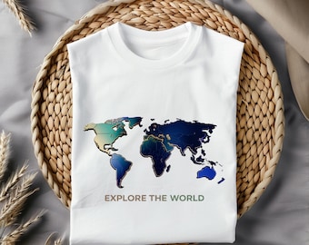 世界地図 PNG、世界を探検するシャツのデザイン、旅行好きの昇華、冒険プリント、ワンダーラスト デジタル ダウンロード