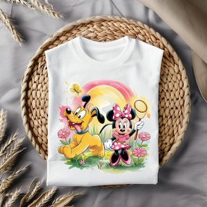 Minnie and Pluto Playful Summer PNG – Cute Disney Dog Digital Art for Sublimation & Crafts – Instant Download