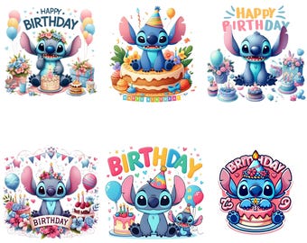 Birthday Stitch PNG, Happy Birthday Stitch PNG, Stitch and Angel, Lilo and Stitch PNG, Cute Stitch Clipart, Stitch birthday, instant png