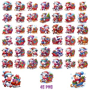 45 kersthooglandkoeien in emmer clipart, schattige koe png, schattige kerstkoeien, grappige hooglandkoe, hooglandkoe, knutselen en sublimatie