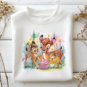 Bambi Birthday PNG, Cute Deer Clipart, Forest Animal Sublimation, Baby Woodland Party Design, Adorable Fawn Digital Art for Kids Shirts