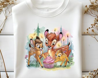 Bambi Birthday PNG, Cute Deer Clipart, Forest Animal Sublimation, Baby Woodland Party Design, Adorable Fawn Digital Art for Kids Shirts