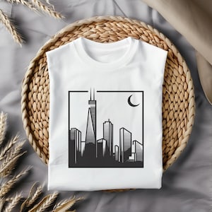 Minimalist City Skyline PNG, Urban Nightscape Digital Art, Modern Skyscraper Illustration, Aesthetic Cityscape Wall Print, Digital Download