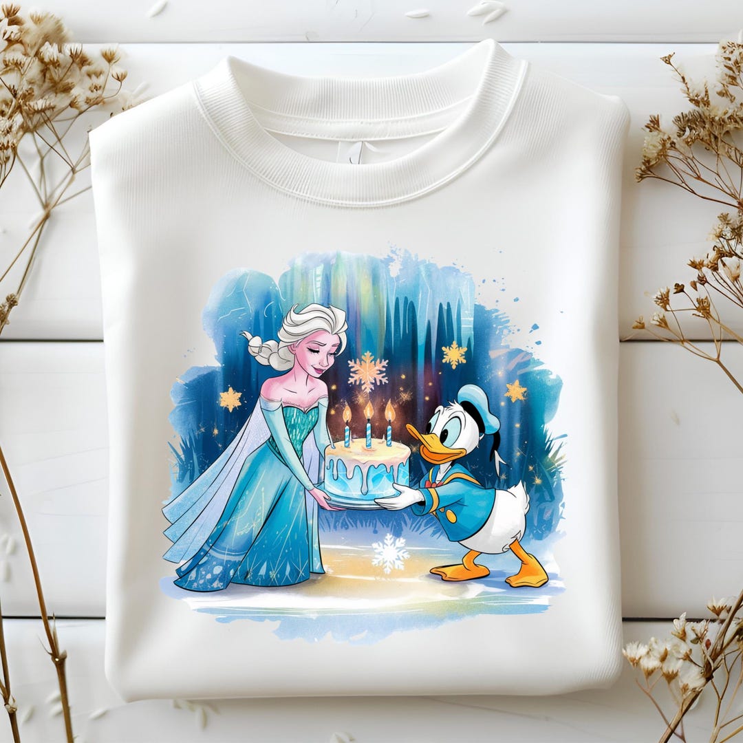 Elsa and Donald Duck Birthday PNG, Winter Wonderland Clipart, Frozen ...