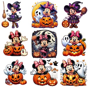 Minnie Halloween cliparts bundle, Halloween Pumpkin Cute Clipart, Halloween png cut files for Cricut, Halloween png, Spooky Vibes Png