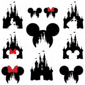 Castle svg bundle, princess svg, castle clipart, Heart Head Mickey mouse, magic kingdom svg, cut files for cricut silhouette, Vacation svg