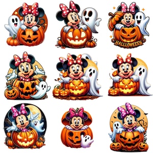 Minnie Halloween cliparts bundle, Halloween Pumpkin Cute Clipart, Halloween png cut files for Cricut, Halloween png, Spooky Vibes Png