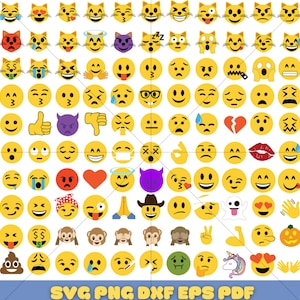 590 Files Emoji Svg Bundle - Layered Design Vector Files - SVG for cricut - PNG, DXF, Svg, Eps, Svg Cut File for Cricut, Silhouette