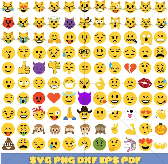 590 Files Emoji Svg Bundle - Layered Design Vector Files - SVG for cricut - PNG, DXF, Svg, Eps, Svg Cut File for Cricut, Silhouette