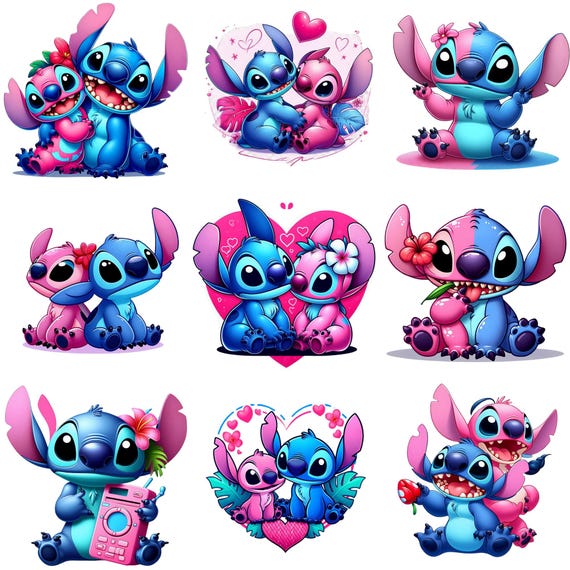 10 stitch png, Stitch and Angel png Bundle, Lilo Stitch png, Stitch Couple Png, Stitch Love Png, Angel png, Stitch With Angel Png,love png