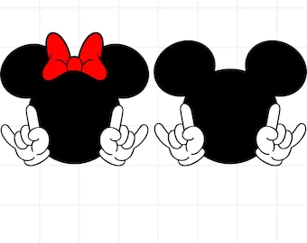 Rock and Roll Mickey and Minnie Mouse SVG, Heavy Metal SVG, D World Resort, Cutting Files in Svg, Eps, Dxf and Png, Silhouette Vinyl Iron On