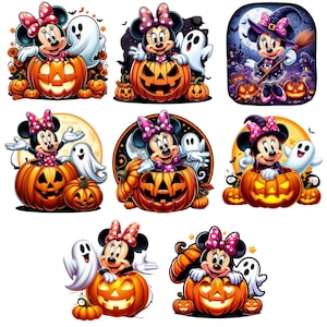 Minnie Halloween cliparts bundle, Halloween Pumpkin Cute Clipart, Halloween png cut files for Cricut, Halloween png, Spooky Vibes Png