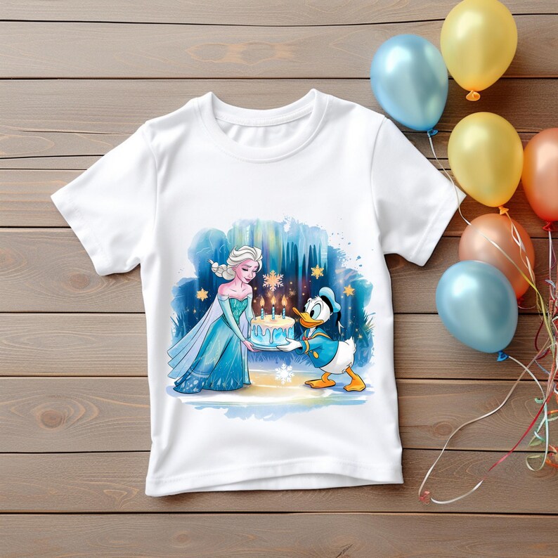 Elsa and Donald Duck Birthday PNG, Winter Wonderland Clipart, Frozen ...