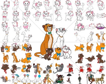 308Files Aristocats SVG PNG Clipart Layered files for Cricut cutting print Instant Digital Download Clipart sublimation frozen Cats Paris