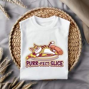 Funny Cat Pizza Shirt, Purr-fect Slice PNG, Cute Lazy Cat Sublimation, Foodie Cat Lover Gift, Digital Download
