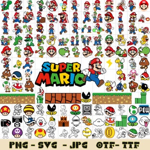 1450+ Super Mario Bundle Svg, Mario Family Svg, Mario Svg Cut Files For Cricut, Mario Alphabet, Silhouette, Instant Download, Layered Svg