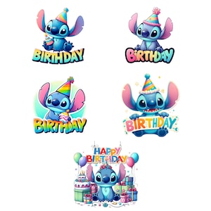 Birthday Stitch PNG, Happy Birthday Stitch PNG, Stitch and Angel, Lilo and Stitch PNG, Cute Stitch Clipart, Stitch birthday, instant png