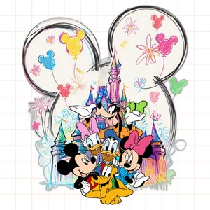 Watercolor Castle Png, Mouse Ear Castle Png, Retro Colorful Castle Png, Sublimation Design Png, Magic Kingdom Png,Watercolor Princess Castle