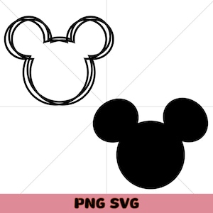 Mickey and Minnie Inspired SVG Bundle, Mickey Minnie Ears, Mouse Ears outline and Mouse Bow, Mouse Silhouette, Mickey Mouse head SVG, Mouse