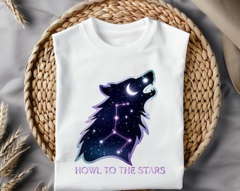 Celestial Wolf PNG, Galaxy Constellation Howling Wolf, Moon Starry Night Sublimation, Mystic Animal Spirit Design, Cosmic Boho Clipart