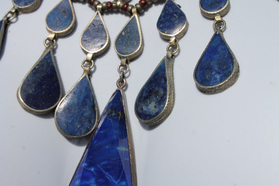 Vintage Lapis Lazuli and Silver Necklace, Large S… - image 3