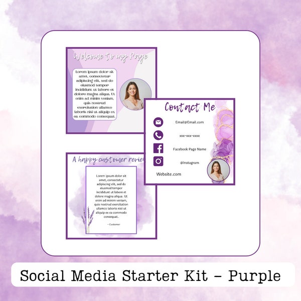 Social Media Starter Kit (Purple) - 10 Editable Posts to Introduce Your Business to Social Media