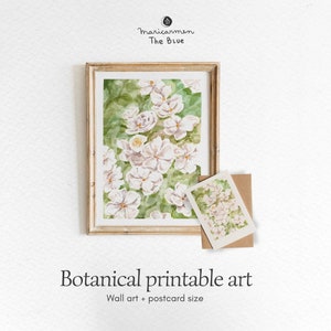 Cartoline botaniche stampabili e decorazioni da parete. Pronta per stampare. Arte lenta.